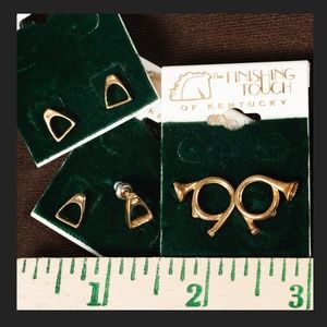 Equestrian Gold Tone Earrings